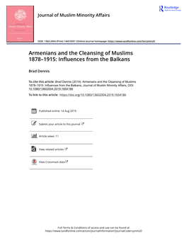 Armenians and the Cleansing of Muslims 1878–1915: Influences from the Balkans