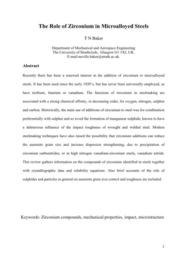 The Role of Zirconium in Microalloyed Steels