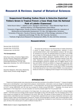 Sequestered Standing Carbon Stock in Selective Exploited Timbers