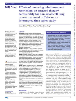 Effects of Removing Reimbursement Restrictions on Targeted Therapy Accessibility for Non-Small Cell Lung Cancer Treatment in Taiwan: an Interrupted Time Series Study