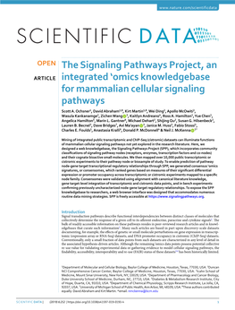 Omics Knowledgebase for Mammalian Cellular Signaling Pathways Scott A