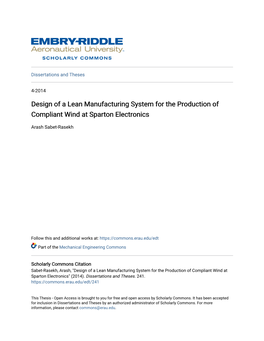 Design of a Lean Manufacturing System for the Production of Compliant Wind at Sparton Electronics