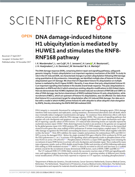 DNA Damage-Induced Histone H1 Ubiquitylation Is Mediated by HUWE1 and Stimulates the RNF8-RNF168 Pathway