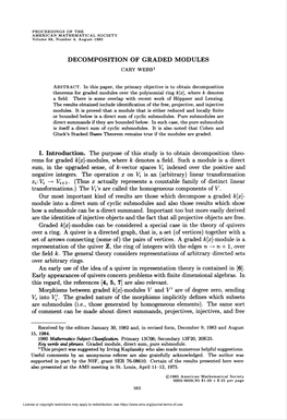 Decomposition of Graded Modules Cary Webb1