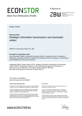 Strategic Information Transmission and Stochastic Orders