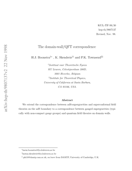 The Domain-Wall/QFT Correspondence