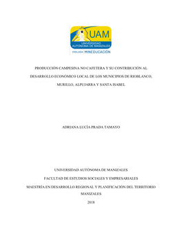 Producción Campesina No Cafetera Y Su Contribución Al