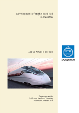 Development of High Speed Rail in Pakistan