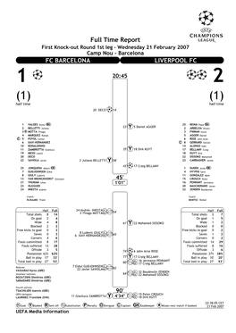 Full Time Report FC BARCELONA LIVERPOOL FC