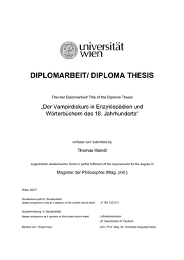 Diplomarbeit/ Diploma Thesis