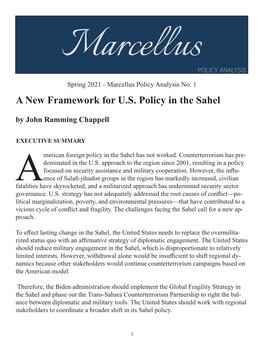 A New Framework for US Policy in the Sahel
