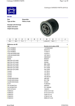 Page 1 Sur 49 Catalogue SARDES PARTS 25/08/2016 About:Blank