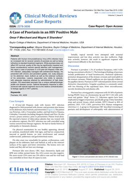 A Case of Psoriasis in an HIV Positive Male Omar F Merchant and Wayne X Shandera*