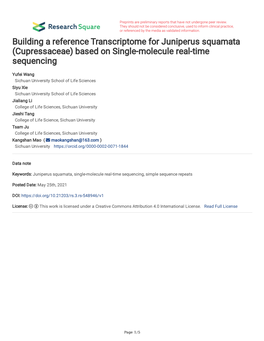 Building a Reference Transcriptome for Juniperus Squamata (Cupressaceae) Based on Single-Molecule Real-Time Sequencing