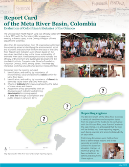 Report Card of the Meta River Basin, Colombia Evaluation of Colombian Tributaries of the Orinoco