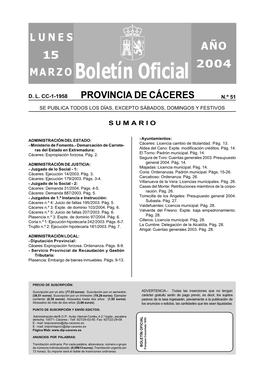 Boletín Oficial LUNES AÑO 2004