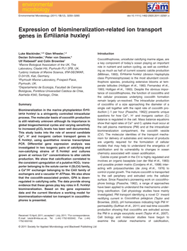 Expression of Biomineralizationrelated Ion Transport Genes in Emiliania