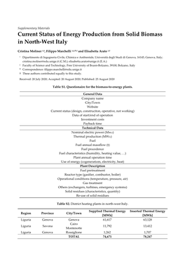 Current Status of Energy Production from Solid Biomass in North-West Italy