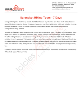 Sarangkot Hiking Tours - 7 Days