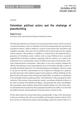Colombian Political Actors and the Challenge of Peacebuilding
