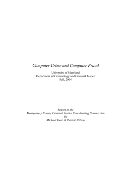 Computer Crime and Computer Fraud