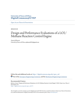 Design and Performance Evaluations of a LO2/Methane Reaction Control Engine