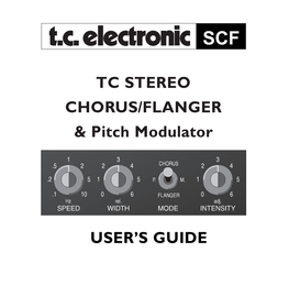 TC STEREO CHORUS/FLANGER & Pitch Modulator USER's GUIDE