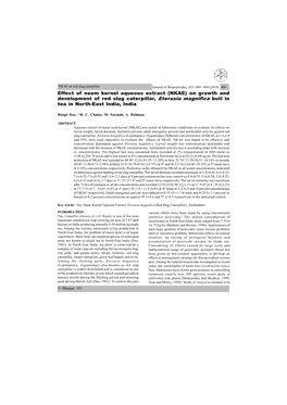 Effect of Neem Kernel Aqueous Extract (NKAE) on Growth and Development of Red Slug Caterpillar, Eterusia Magnifica Butl in Tea in North-East India, India