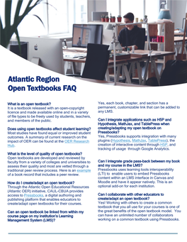 Atlantic Region Open Textbooks FAQ