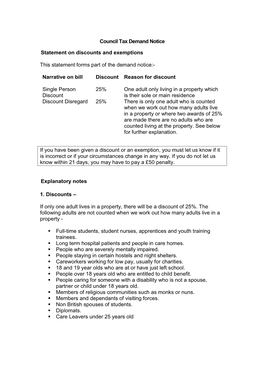 Council Tax Explanatory Notes