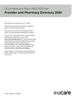 Provider and Pharmacy Directory 2020