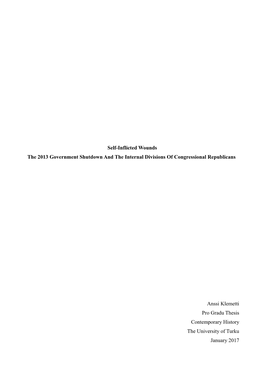 Self-Inflicted Wounds the 2013 Government Shutdown and the Internal Divisions of Congressional Republicans