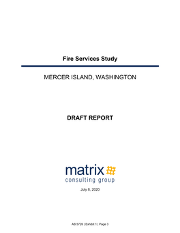 Fire Services Study MERCER ISLAND, WASHINGTON DRAFT REPORT