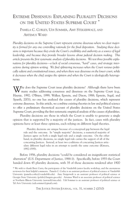 Extreme Dissensus: Explaining Plurality Decisions on the United States Supreme Court *