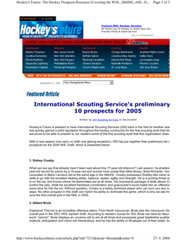 International Scouting Service's Preliminary 10 Prospects for 2005