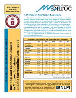 Business and Economic Climate in Monroe, Louisiana, and the Surrounding Area—2006 the Monroe Chamber of Commerce, Or NLPI