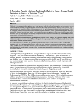 Pesticide Reference Values Comparison Study