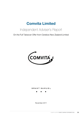 Comvita Limited 2011 Independent Adviser's Report