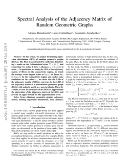 Spectral Analysis of the Adjacency Matrix of Random Geometric Graphs