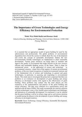 Green Technologies and Sustainable Development