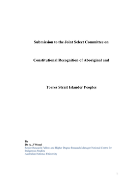 Submission to the Joint Select Committee on Constitutional