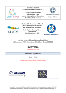 AGENDA Updated 10 June 2015