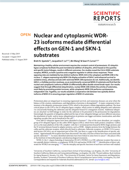 Nuclear and Cytoplasmic WDR-23 Isoforms Mediate Differential Effects