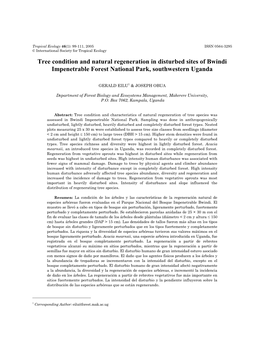 Tree Condition and Natural Regeneration in Disturbed Sites of Bwindi Impenetrable Forest National Park, Southwestern Uganda