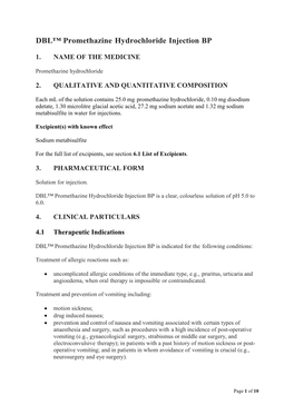 DBL™ Promethazine Hydrochloride Injection BP