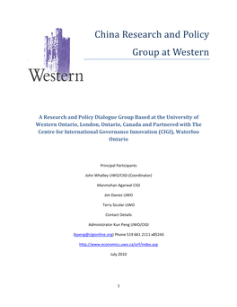 China Research and Policy Group at Western