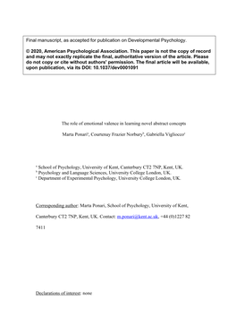 The Role of Emotional Valence in Learning Novel Abstract Concepts