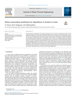 Robust Nanocatalyst Membranes for Degradation of Atrazine in Water T ⁎ H