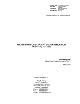 TVA 2011 Environmental Assessment