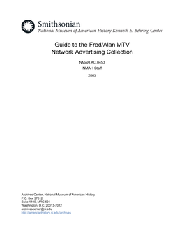 Guide to the Fred/Alan MTV Network Advertising Collection